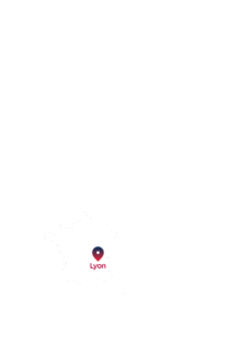 Point positionnant Lyon sur une carte de la France