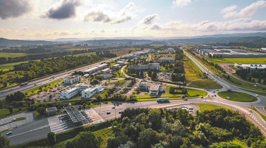 Vue aérienne de la zone industrielle de la Communauté d'agglomération de la Porte de l'Isère