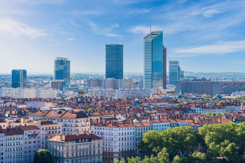 Vue aérienne du quartier des affaires à Lyon